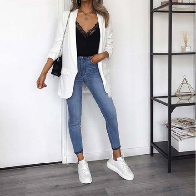Loose lace stitching satin vest