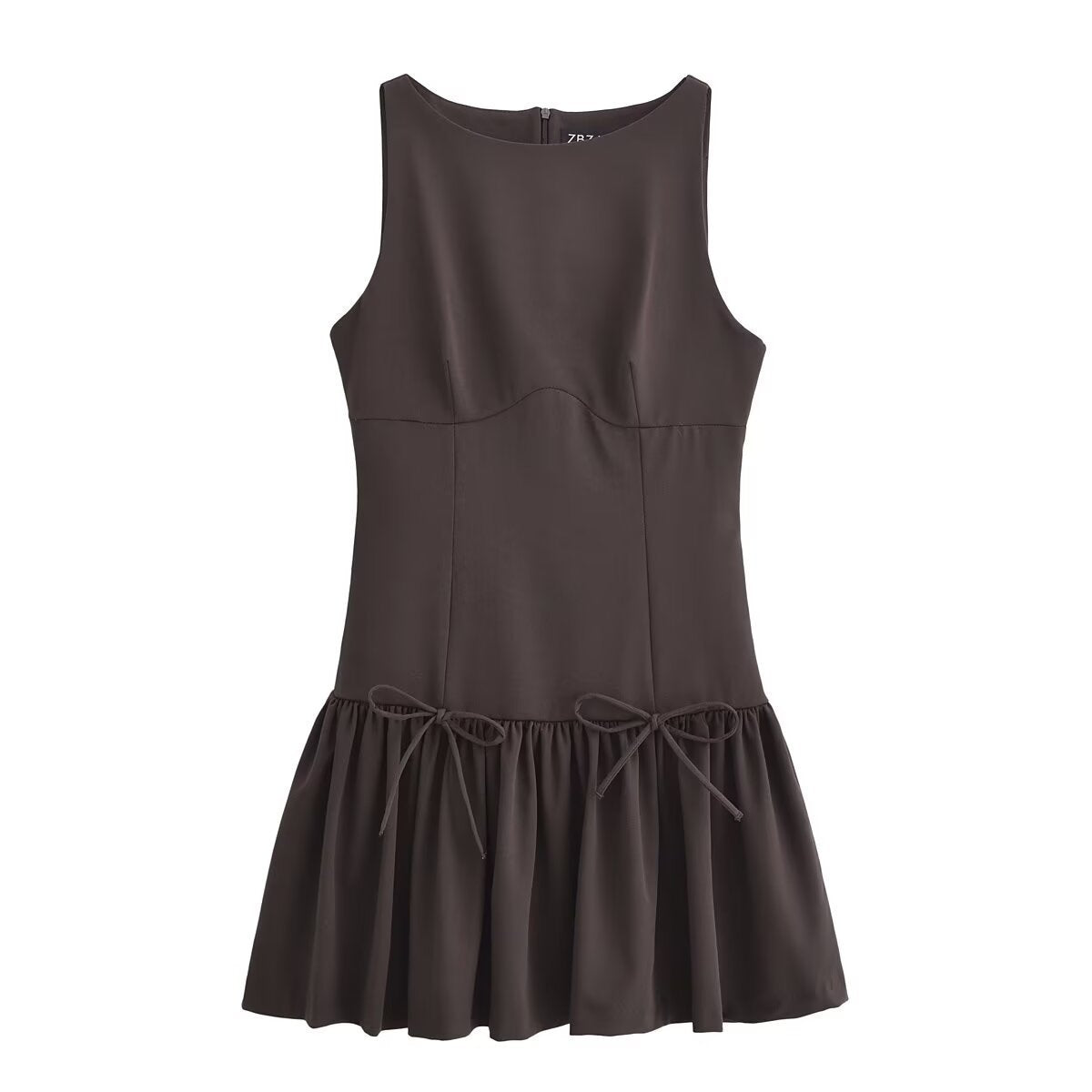 Fashion Round Neck Sleeveless Bow Dress