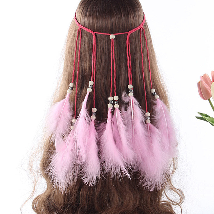 Bohemian peacock feather hair band