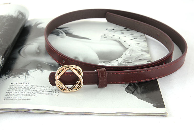 New Fashion Leather Thin Belt For Women Personality Metal Buckle