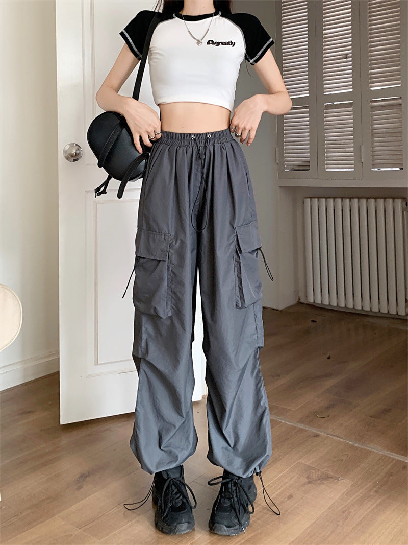 Workwear Pants Women's Thin High Waist Wide Leg Trousers