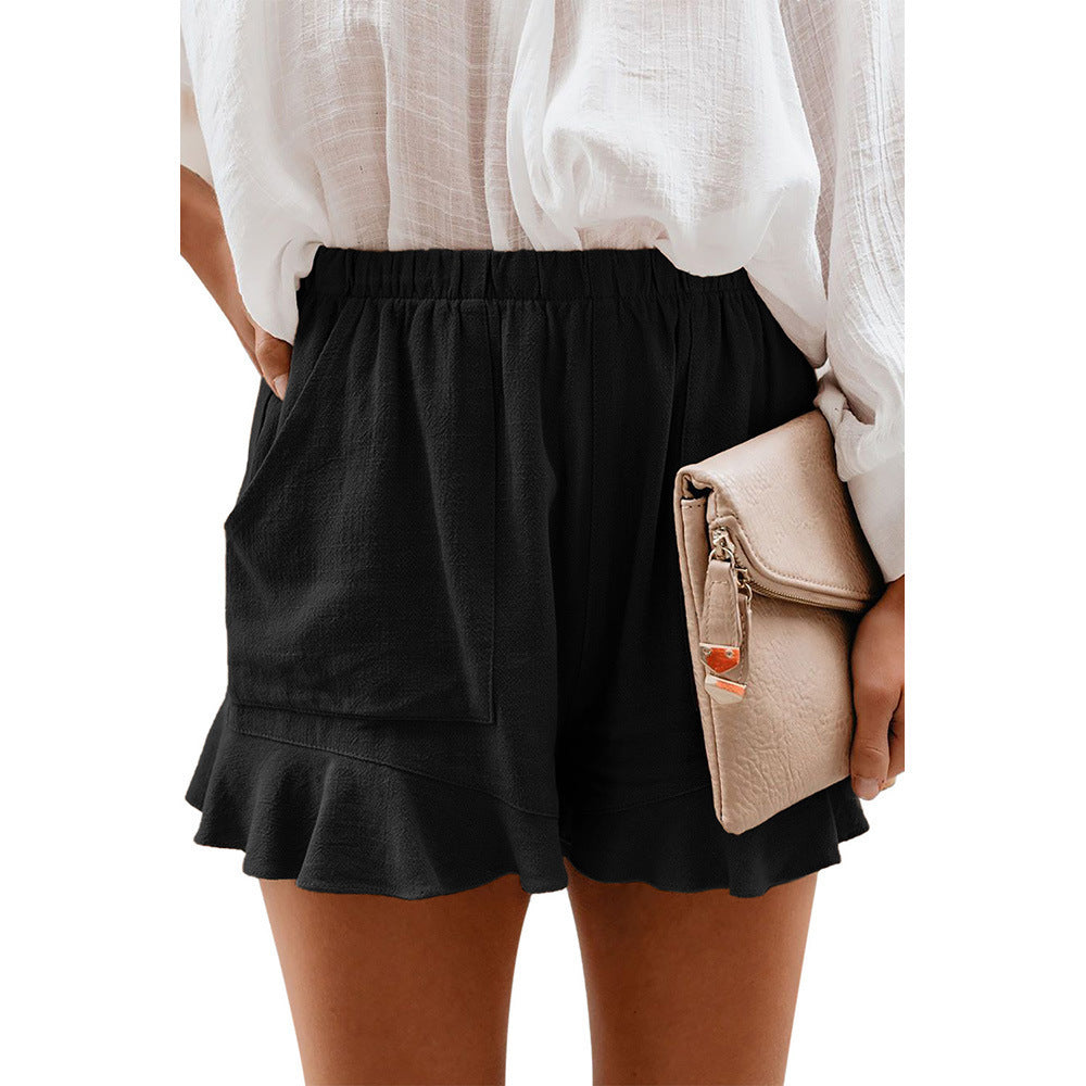 Women's Casual Solid Color High Waist Pleated Loose Straight Leg Pants