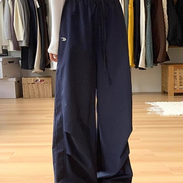 Loose Straight Casual Quick-drying Sports Pants Embroidered Wide-leg Pants