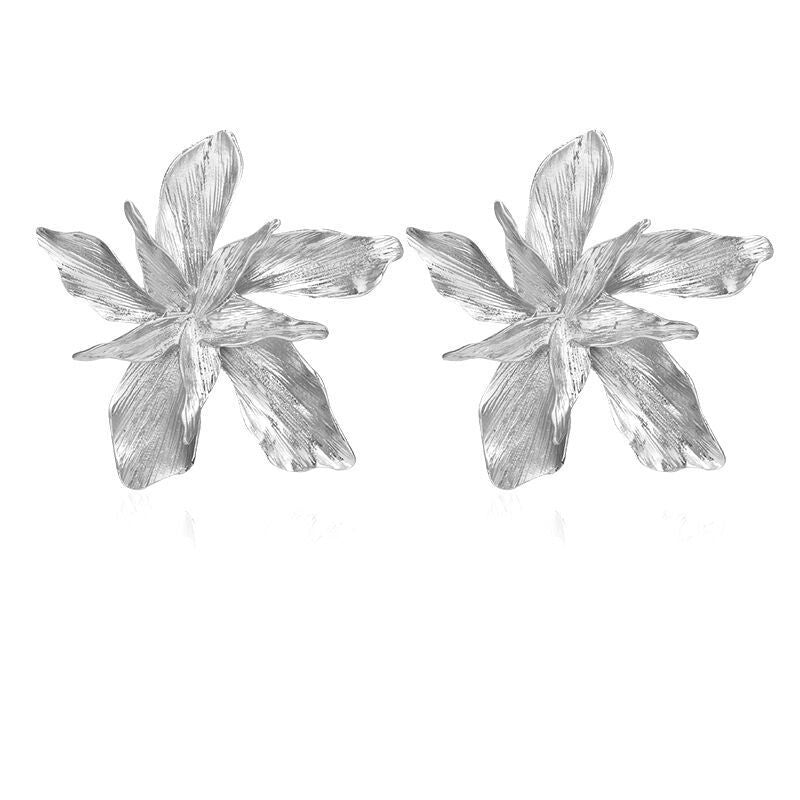 Golden Big Flower Dangle Earrings Female
