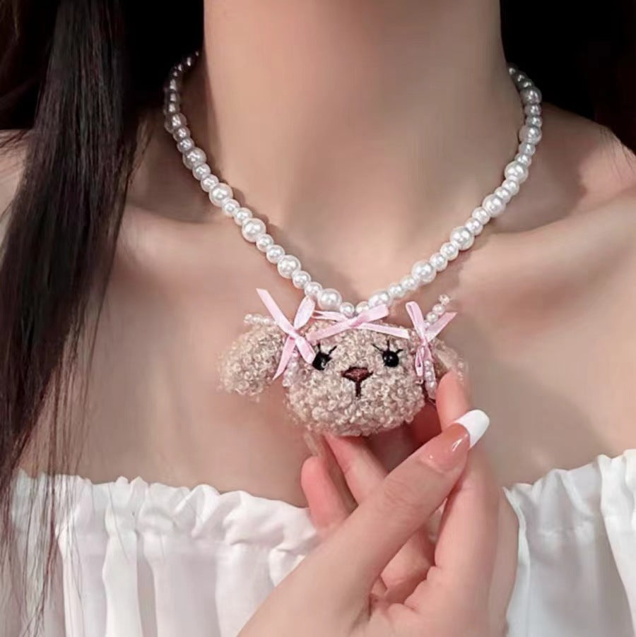 Women's Bow Tassel Pearl Necklace