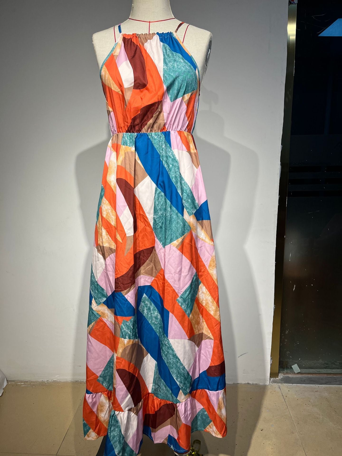 Women's Fashion Print Ruffle Hem Dress