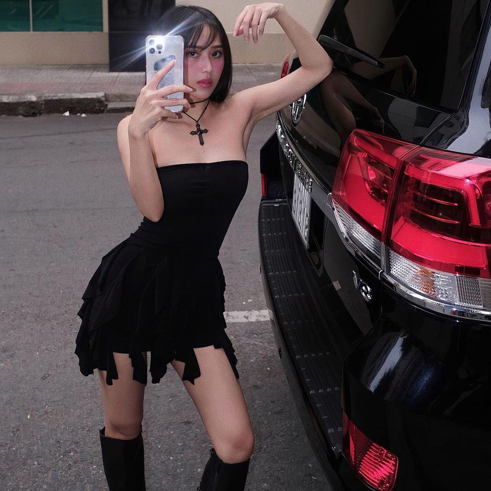 Fashionable Ruffle Hemmed Hip Wrap Skirt