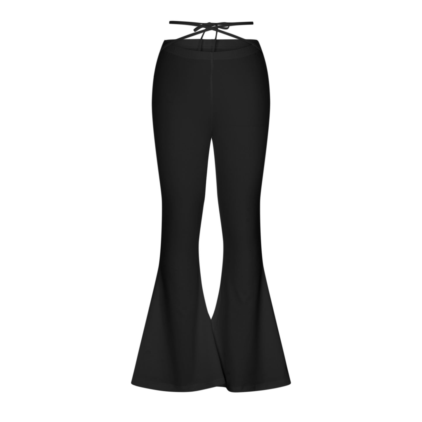 Women's V-Shaped Waist Cropped Navel Cross Strap Solid Color Flared Casual Pants