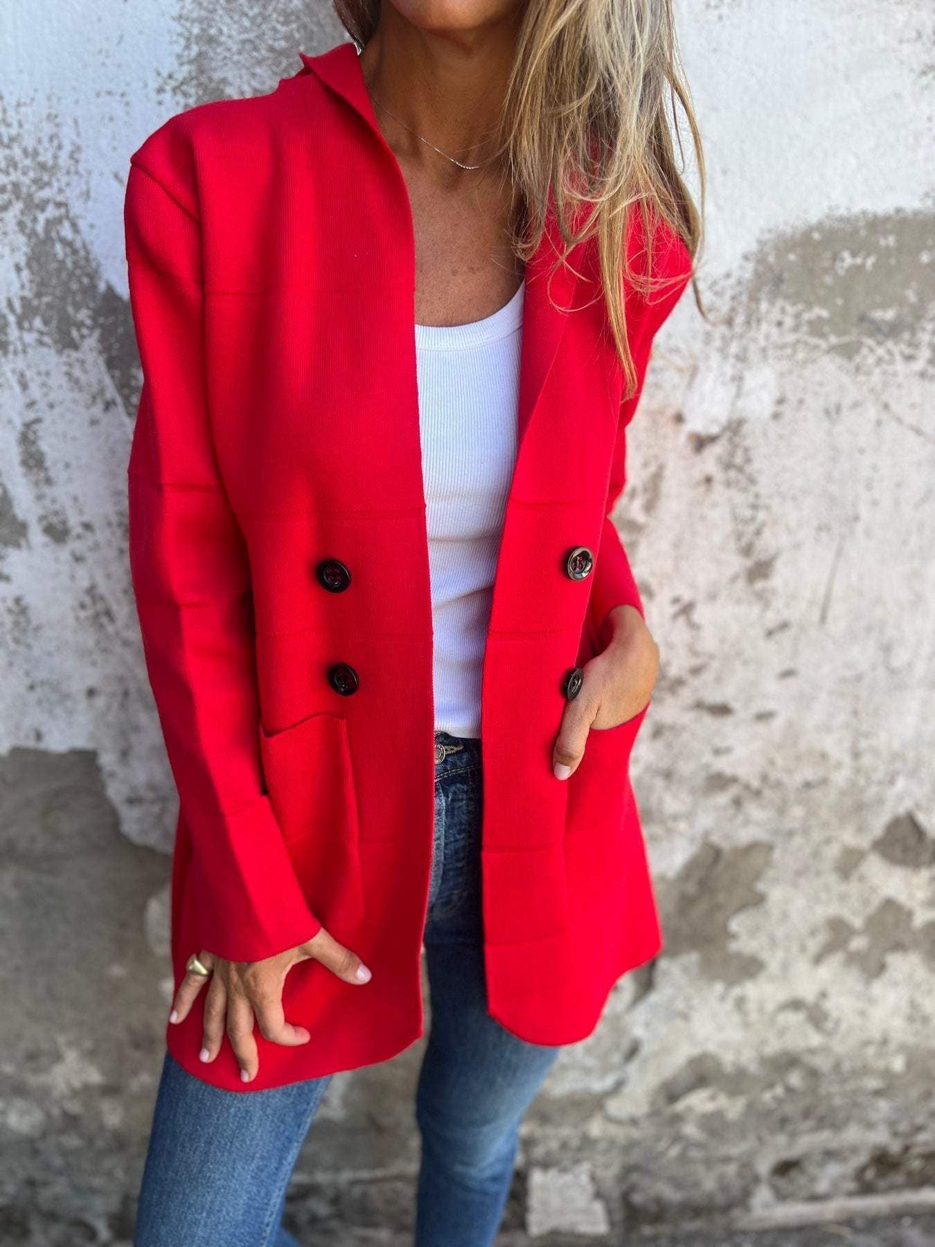 Solid Color Hooded Casual Button Trench Coat