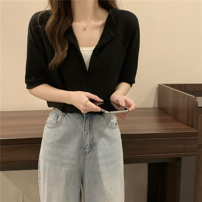 Women's V Neck Short Sleeved T Shirt Loose Tops