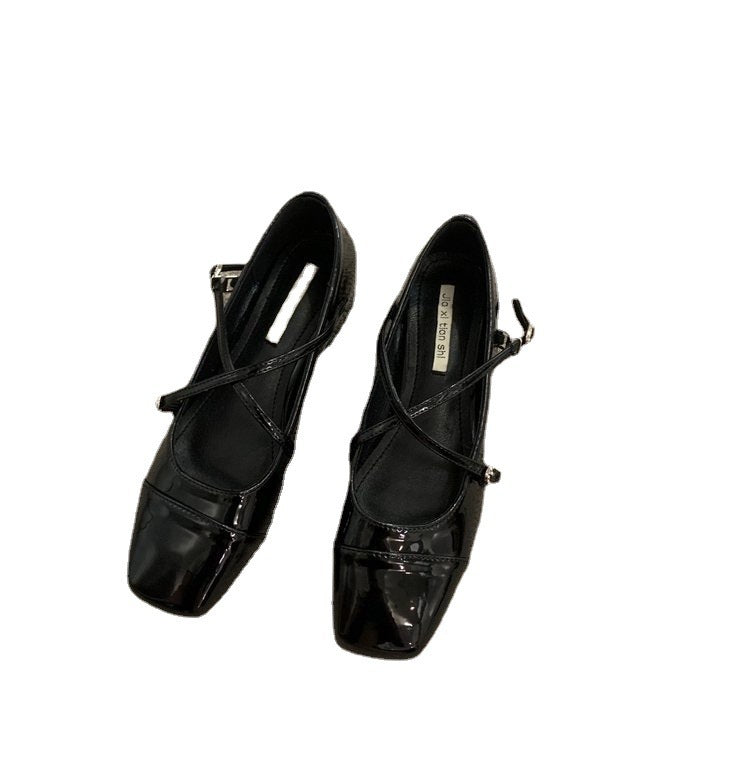 Women's Red Cross Buckle Mary Jane Shoes