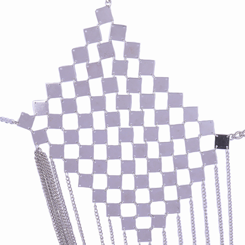 Sheet metal bra body chain tassel