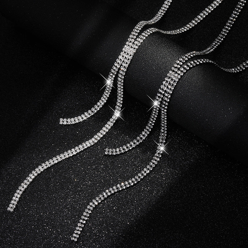 Tassel Crystal Sweater Chain Long Simple Personality Versatile Necklace Women