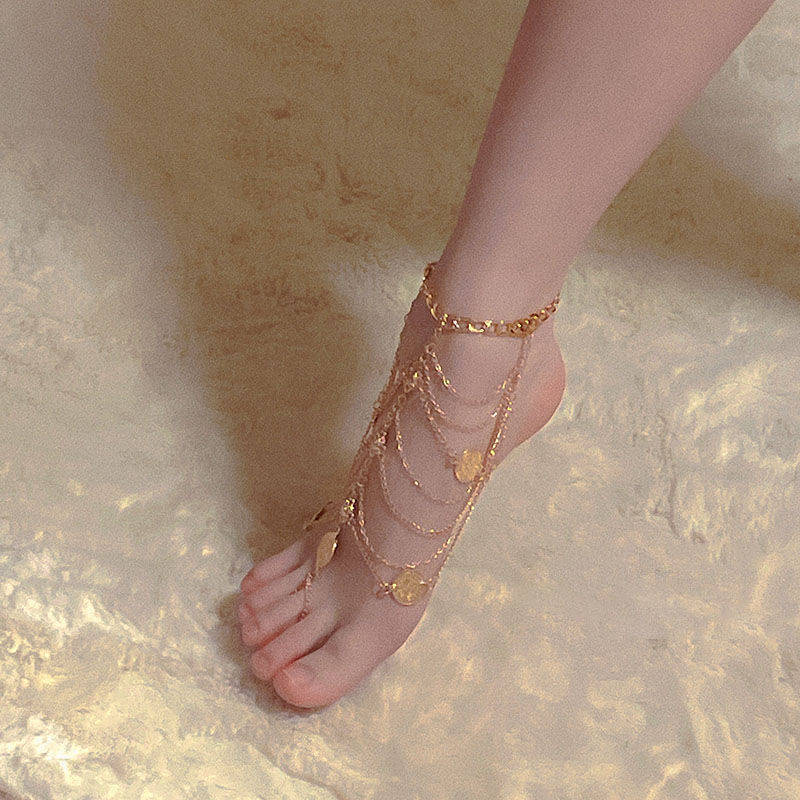 Retro Fashion Multi-layer Tassel Anklet For Women