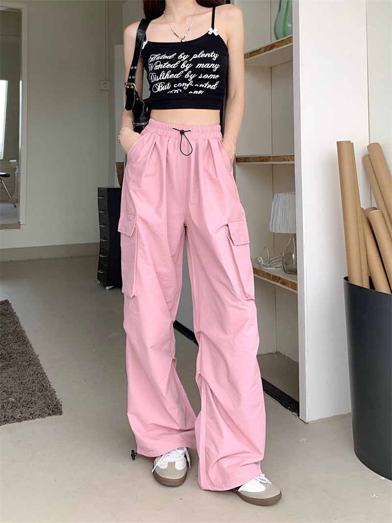 Workwear Pants Women's Thin High Waist Wide Leg Trousers