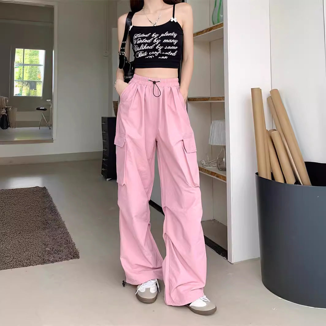Workwear Pants Women's Thin High Waist Wide Leg Trousers