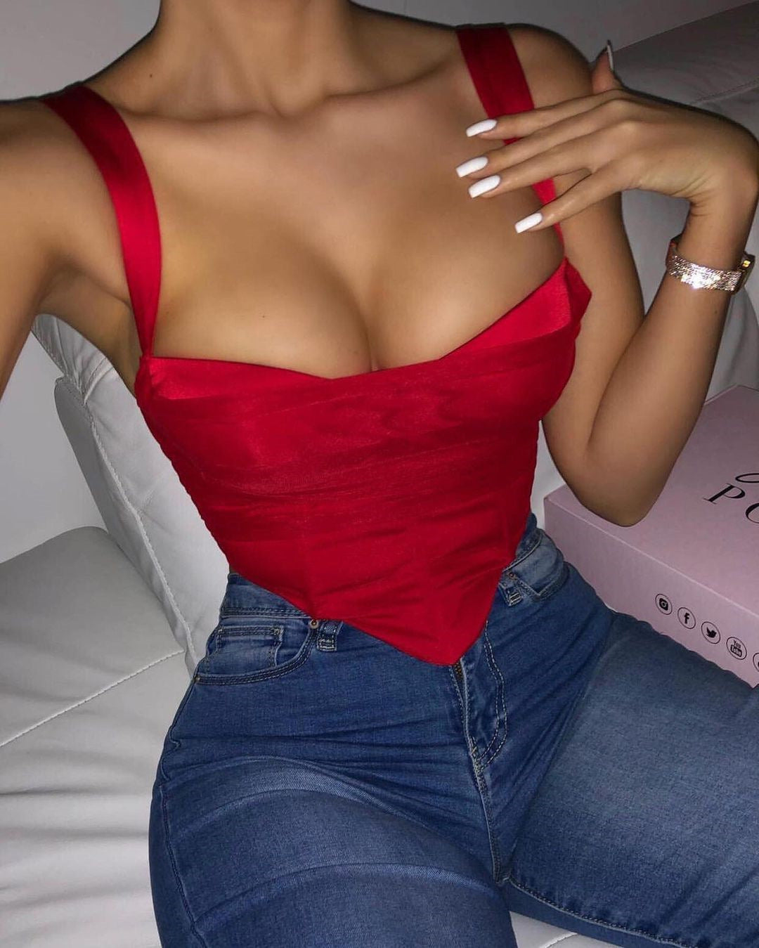 Women's Sexy Mesh Gauze Folds Exposed Umbilical Short Outer Wear Camisole Women