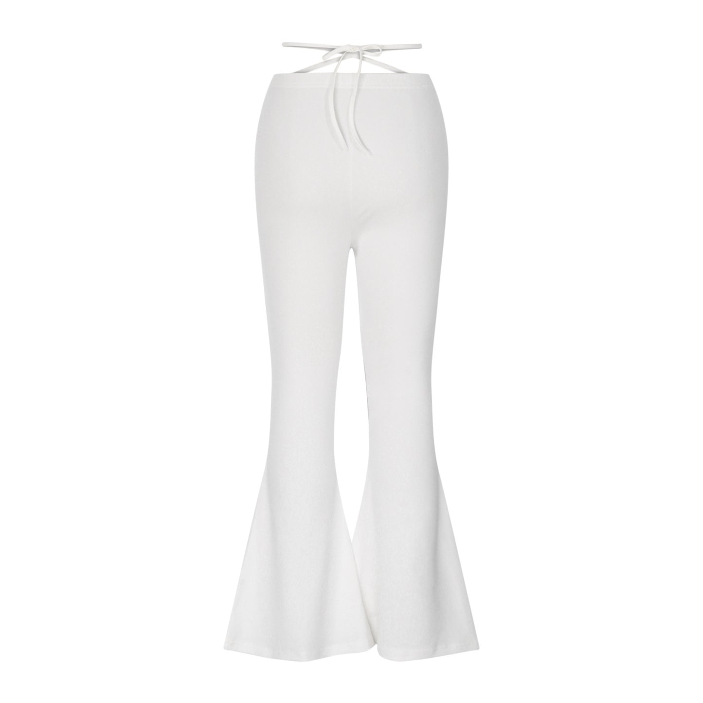 Women's V-Shaped Waist Cropped Navel Cross Strap Solid Color Flared Casual Pants