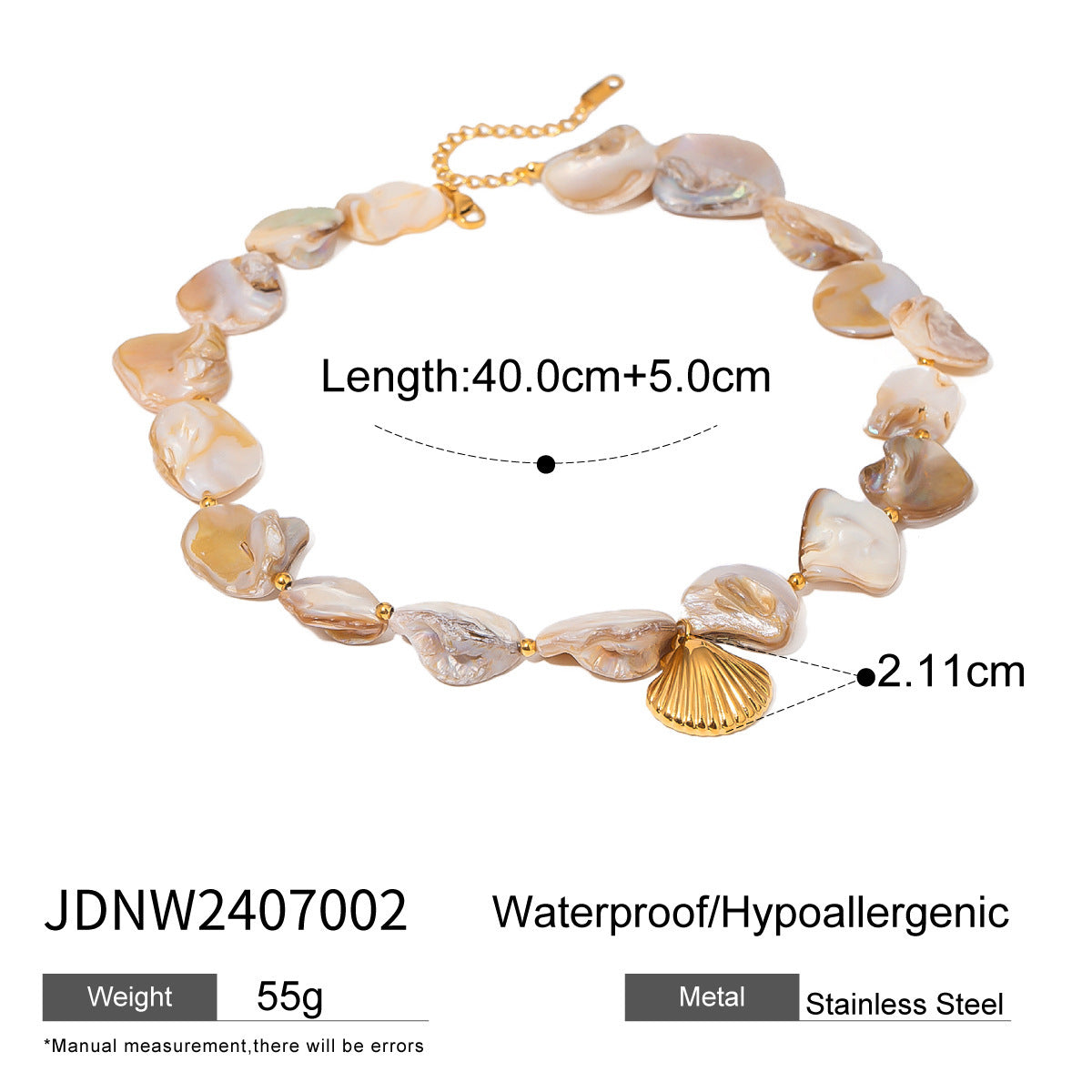 Aquamarine Seashell Necklace