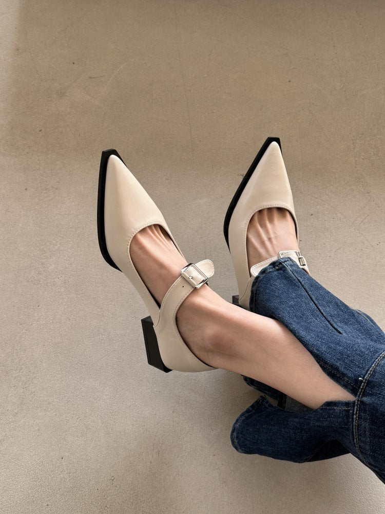 Women's Fashion Pointed Toe Classic Style Mary Jane Shoes