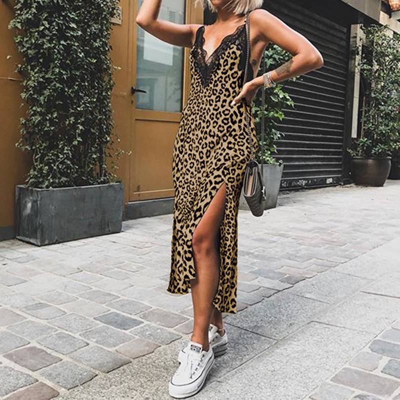 Leopard print split dress