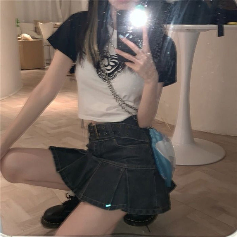 Summer Butterfly Embroidery Hot Girl Denim Skirt