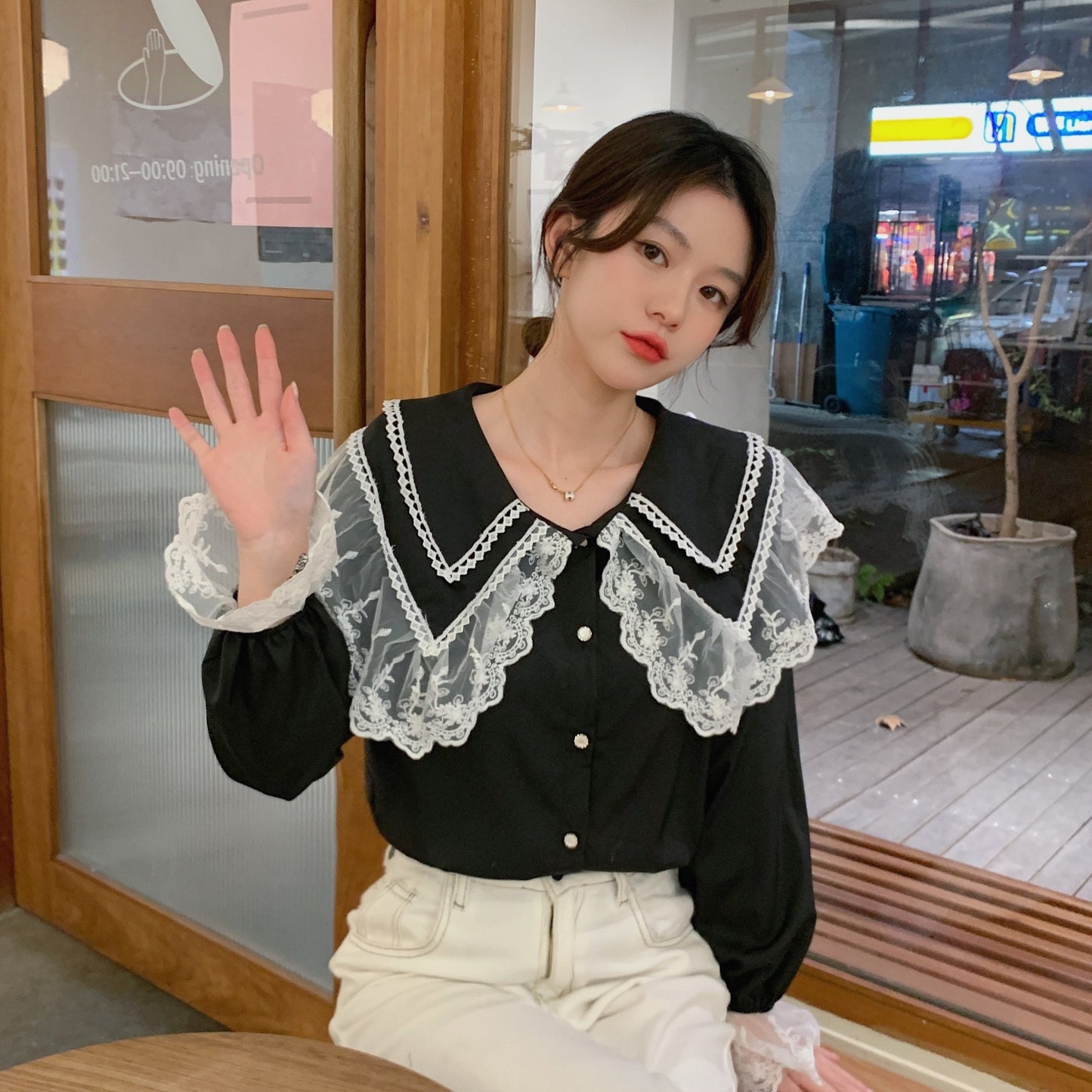 Single Breasted Long-sleeved Shirt Blouse For Women