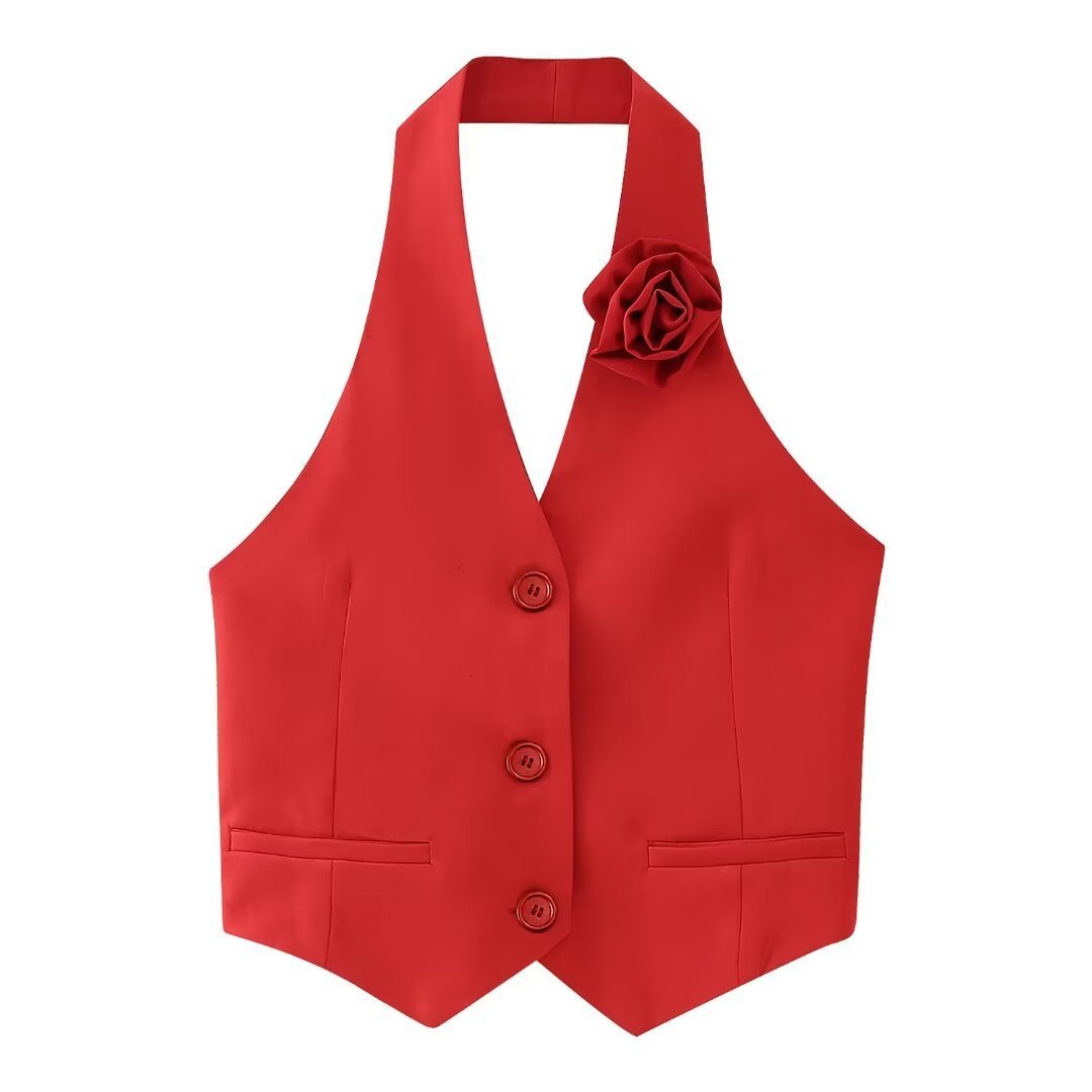Lady's Flower Decorative Waistcoat Vest