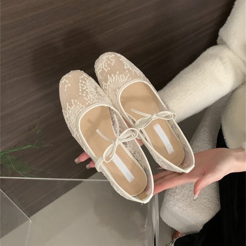 Flat Lace Mesh Breathable Mary Jane Evening Shoes