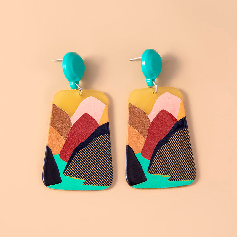 Boho Abstract Art Painting Acrylic Earrings
