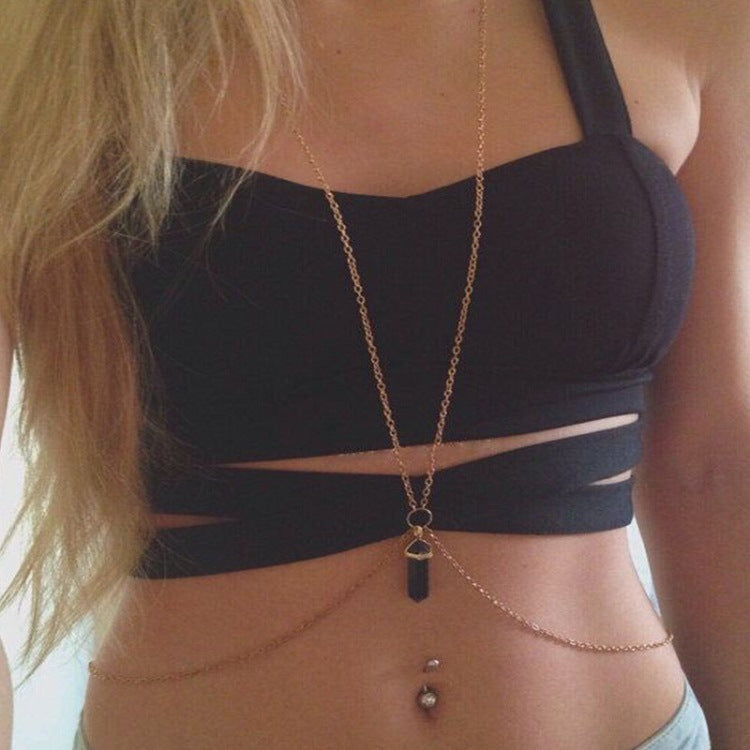 Boho Beach Bikini Hexagon Pendant Waist Chain