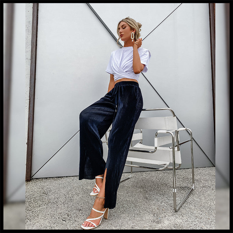 Slit Street Breathable Wide-leg Pants Trend