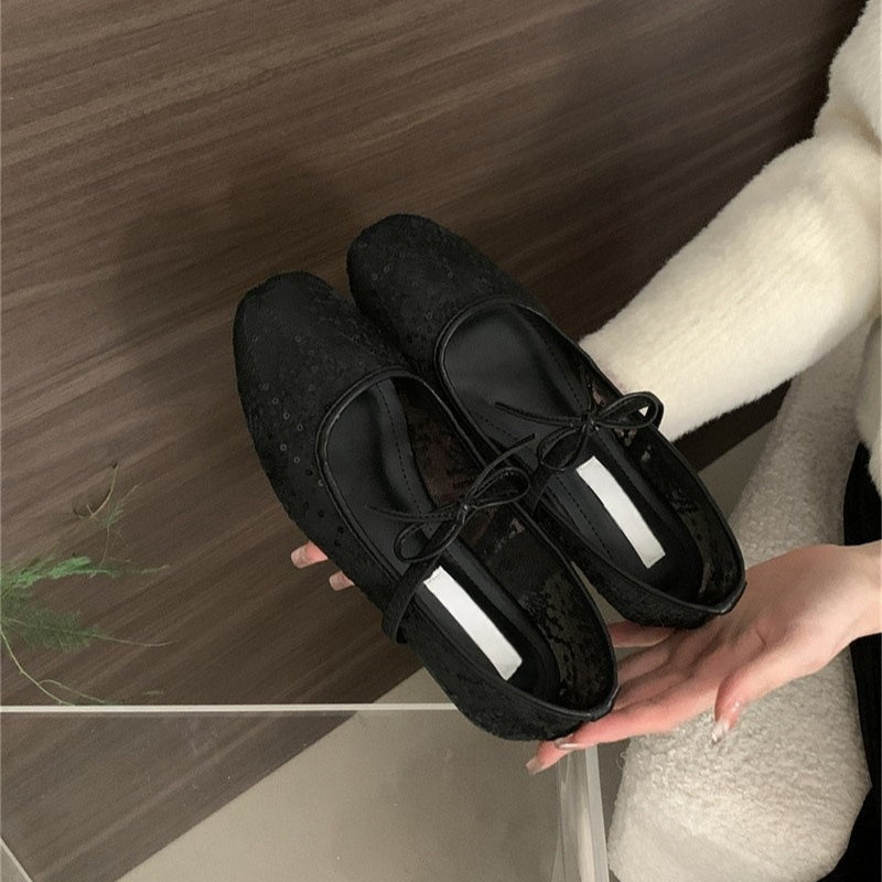 Flat Lace Mesh Breathable Mary Jane Evening Shoes