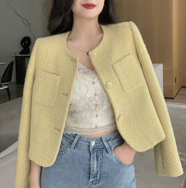 French Style Jacket Women's Coat Tweed