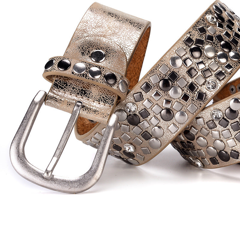 New Ladies Belt Fashion Rivet Inlaid Decoration
