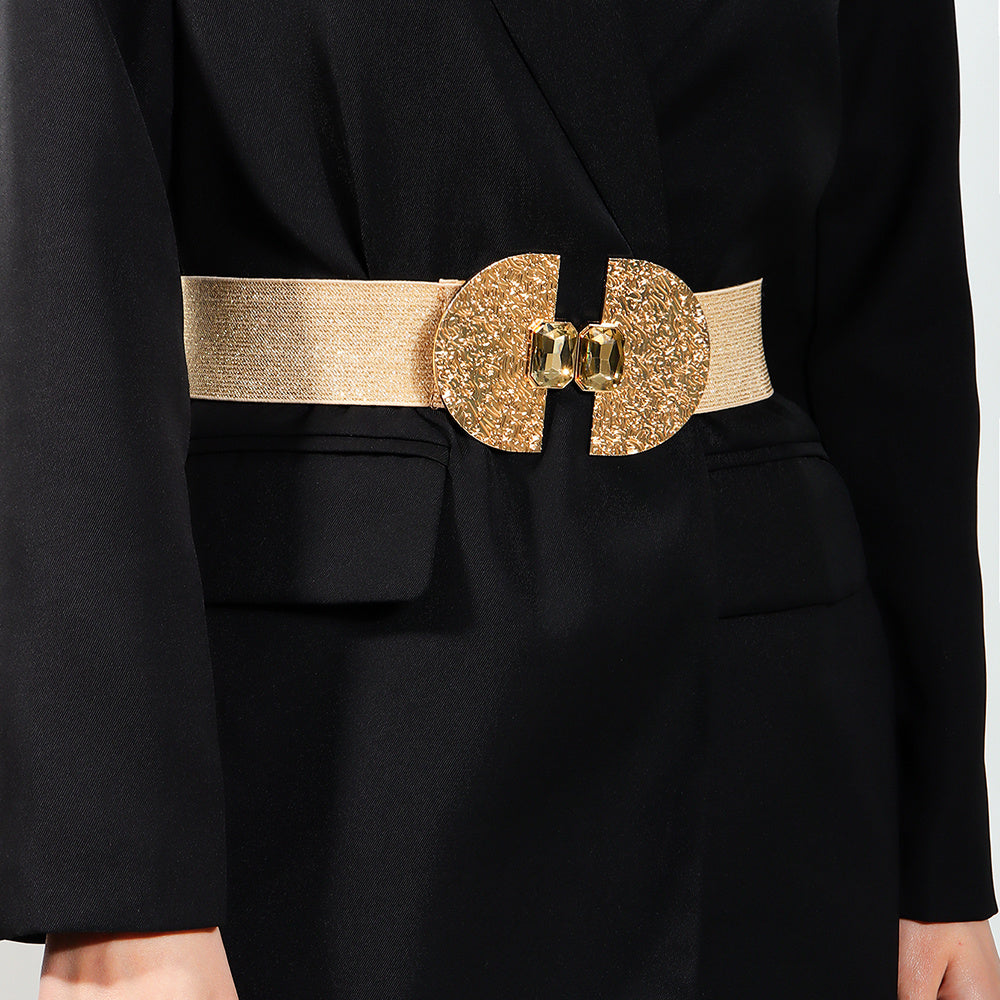 Fashion Stretch Women Glittering With Pearls Elastic Belt Decorative Skirt Belt Simple Premium Waist Cover