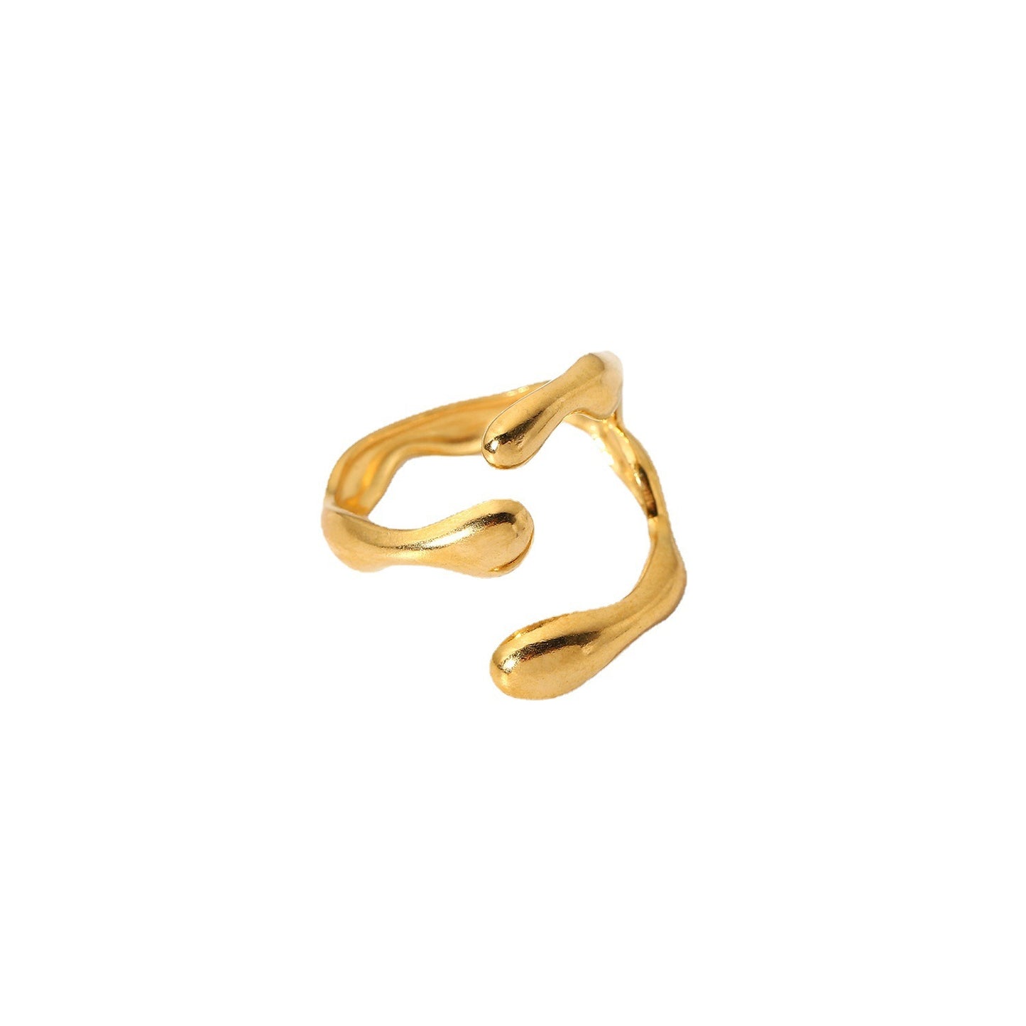 18K European And American INS Stainless Steel Women's Geometric Wrong Edge Cross Open Ring