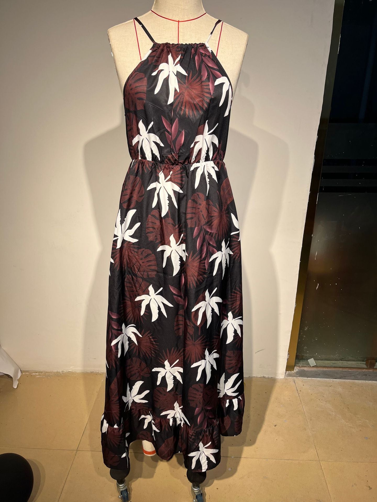 Women's Fashion Print Ruffle Hem Dress