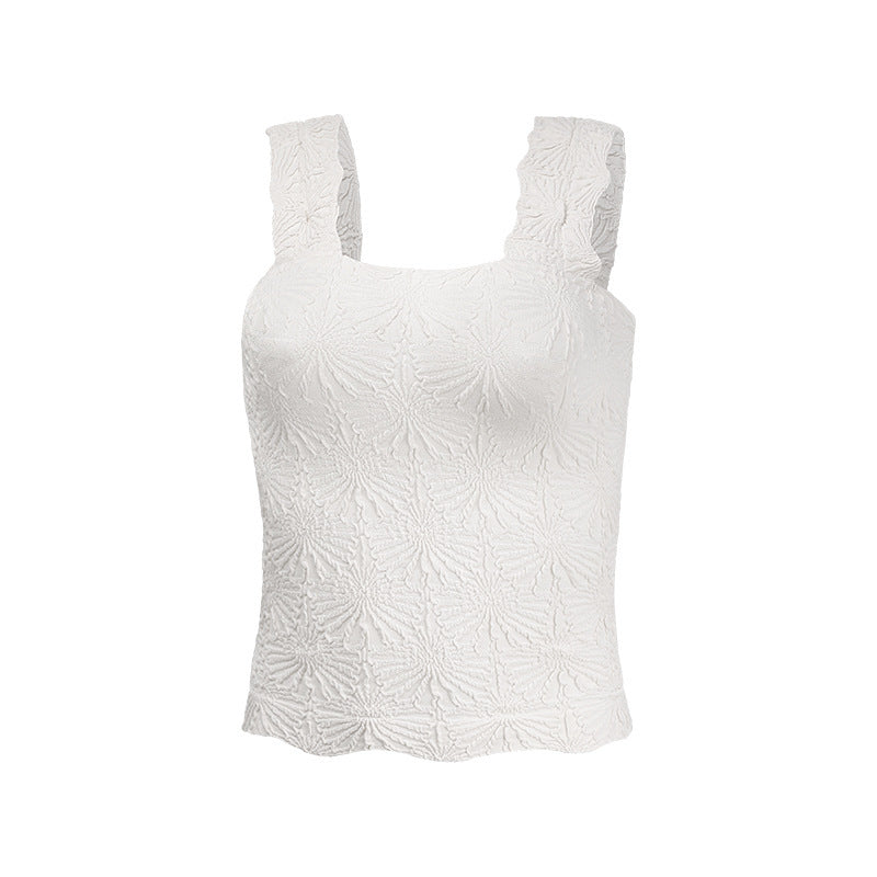 Square Collar Sports Underwear Jacquard Vest