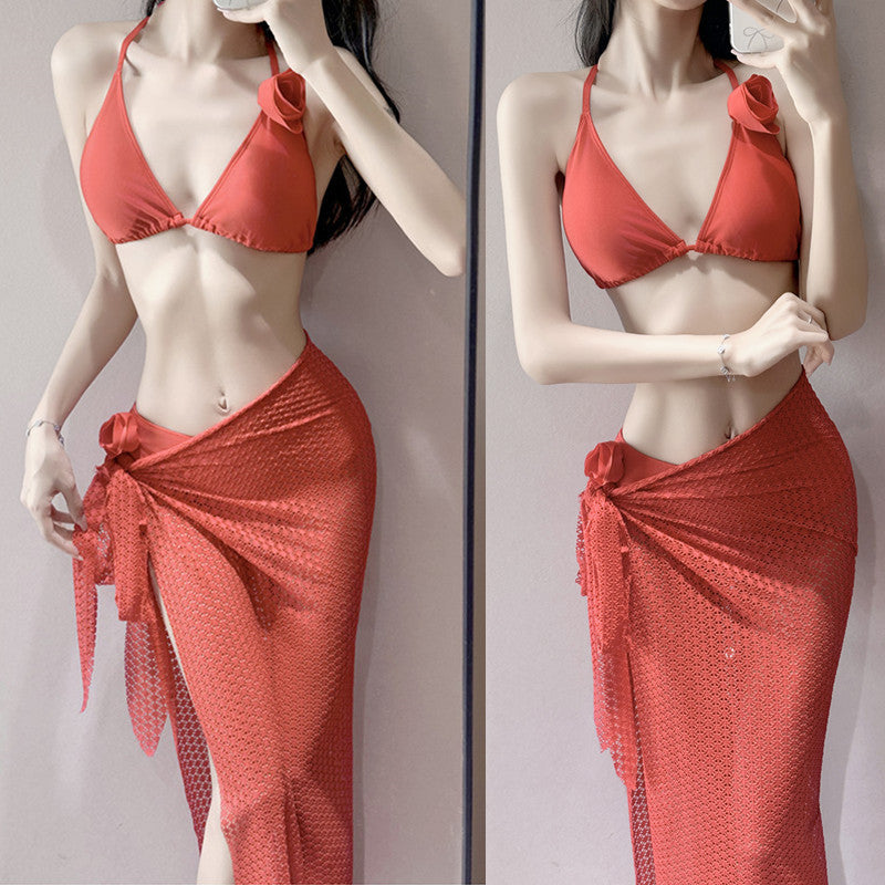 Vacation Swimwear Women's Bikini Three-piece Suit