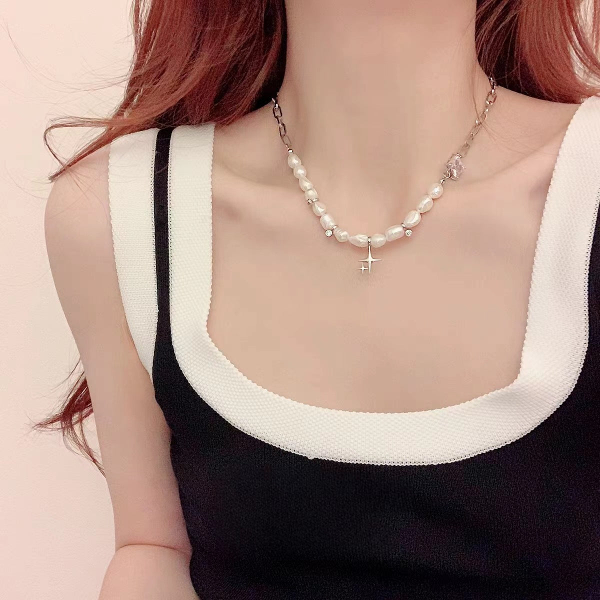 Women's Bow Tassel Pearl Necklace
