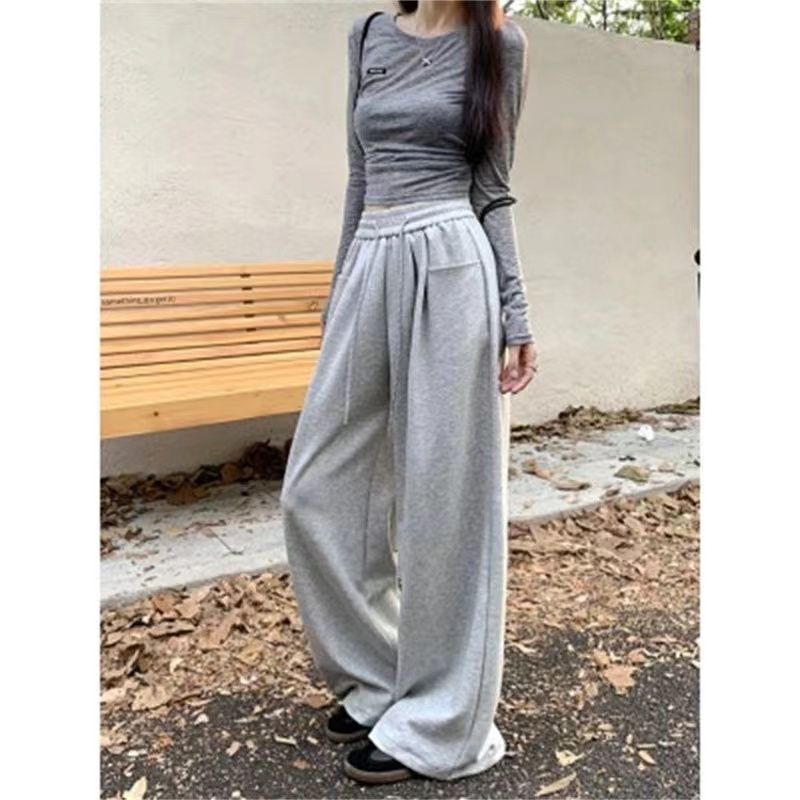 High Waist Drooping Straight Casual Mop Pants Loose Sweatpants