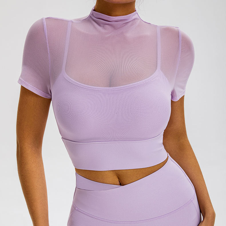 With Chest Pad One-piece Cup Temperament Sexy Sports Turtleneck Grenadine