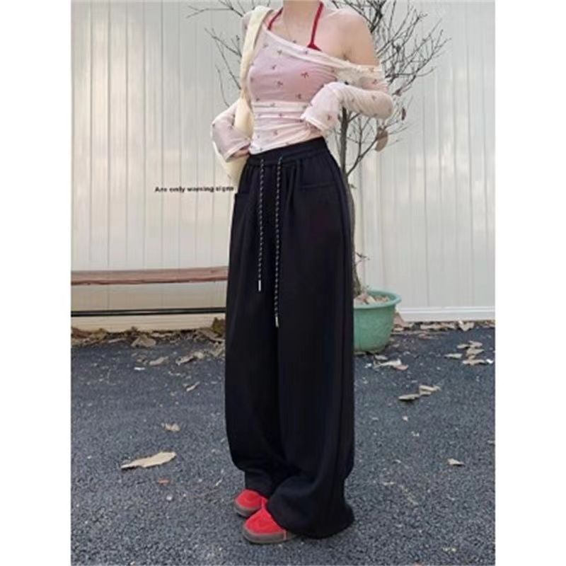 High Waist Drooping Straight Casual Mop Pants Loose Sweatpants