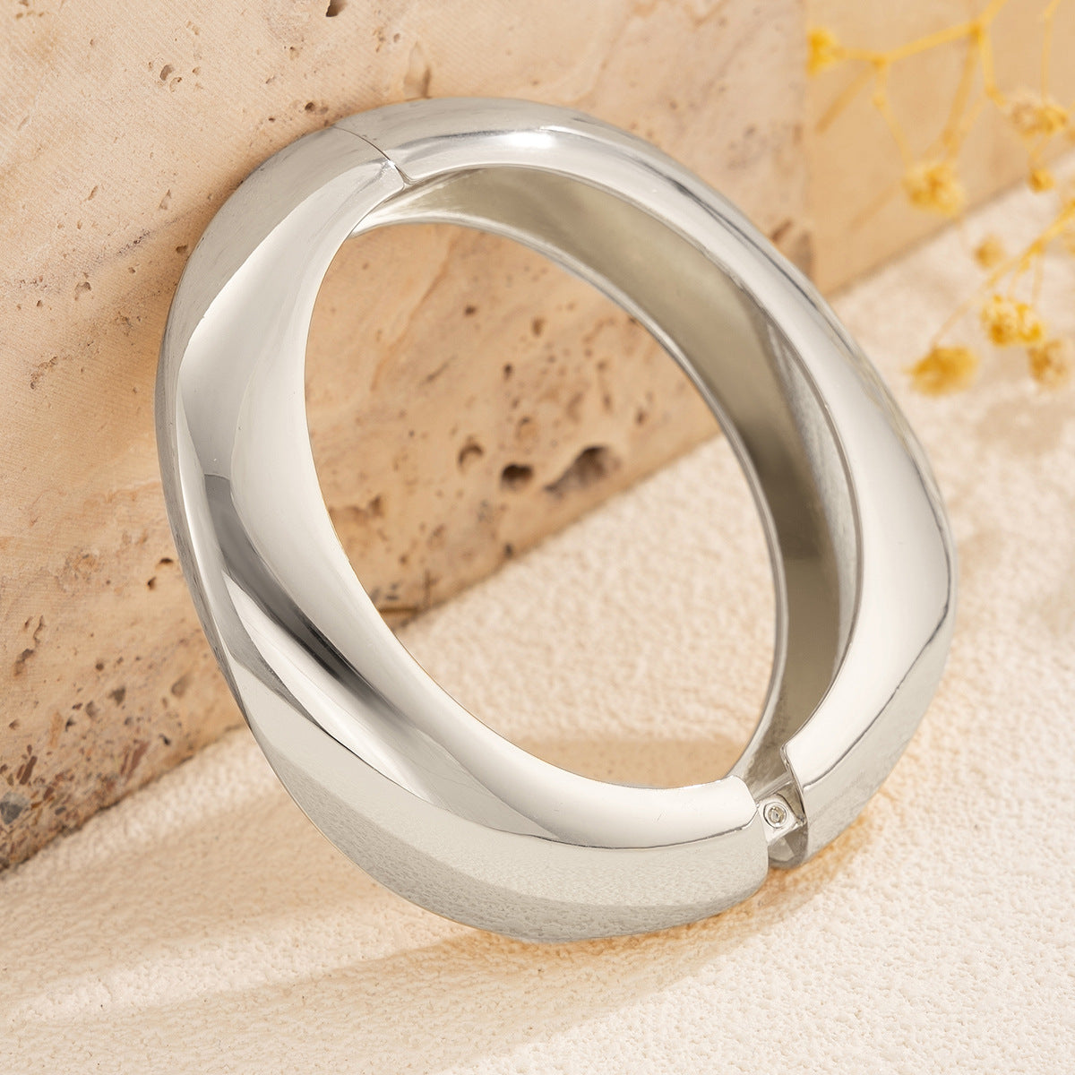 Exaggerated Metal Texture Light Luxury Geometric Irregular Wide Version Personalized Bracelet Female