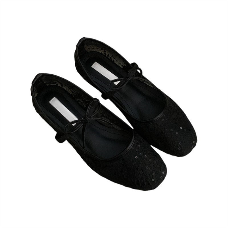 Flat Lace Mesh Breathable Mary Jane Evening Shoes