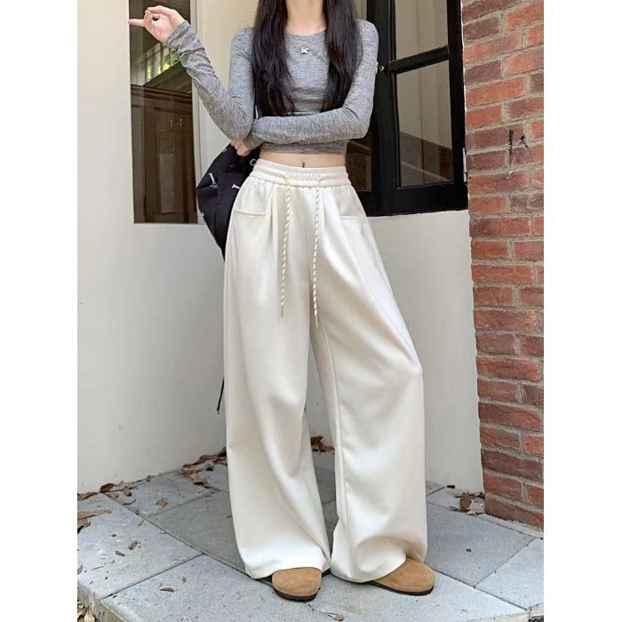 High Waist Drooping Straight Casual Mop Pants Loose Sweatpants