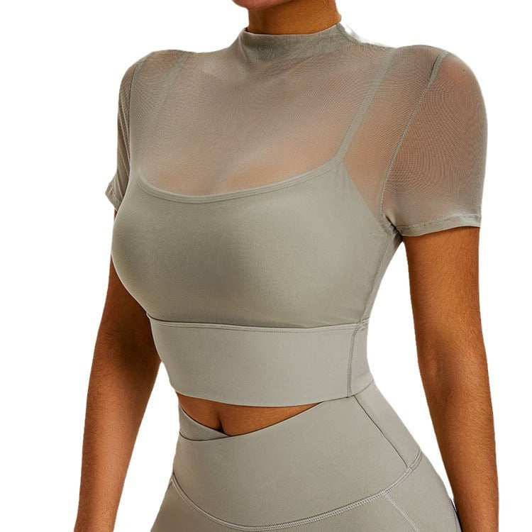 With Chest Pad One-piece Cup Temperament Sexy Sports Turtleneck Grenadine