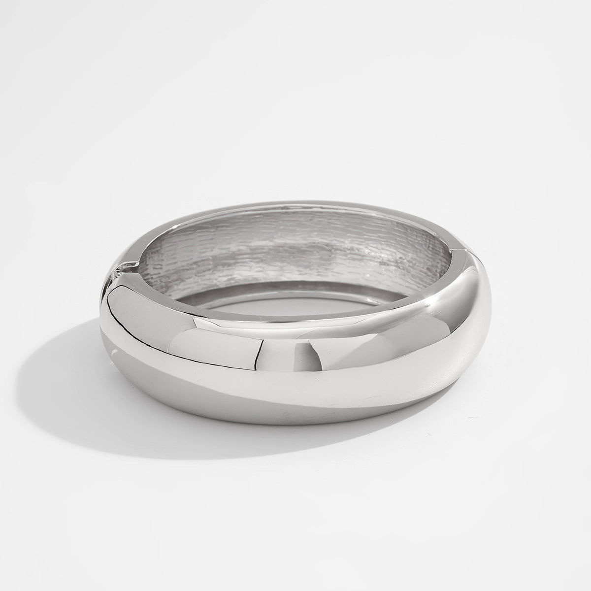 Irregular Metal Wide Curved Glossy Spring Bracelet