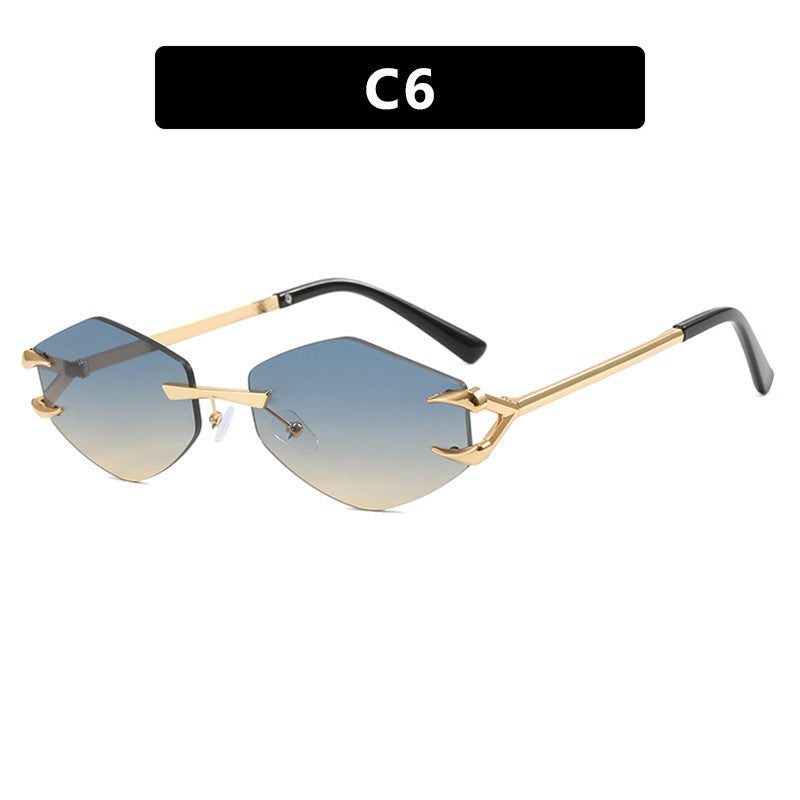 European And American Leisure Hip Hop Trend Sunglasses Frameless Grapple Polygonal Sunglasses
